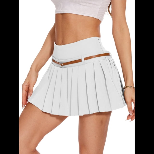 Minifalda Plisada Elástica de Corte A con Cinturón para Mujer, Estilo Y2K M