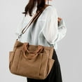 thumbnail image 5 of Women's Canvas Tote Bag, Vintage Work Handbag with Multi Pockes Fashion Shoulder Purse Causal Canvas Crossbody Bags - Coffee, 5 of 6