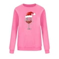 thumbnail image 6 of Women Wine Glass Sweatshirt Merry Christmas Clothing Christmas Hat Shirts Round Neck Pullover Festival Sweatshirt Fashion Outfits Fall Winter Garments, 6 of 6