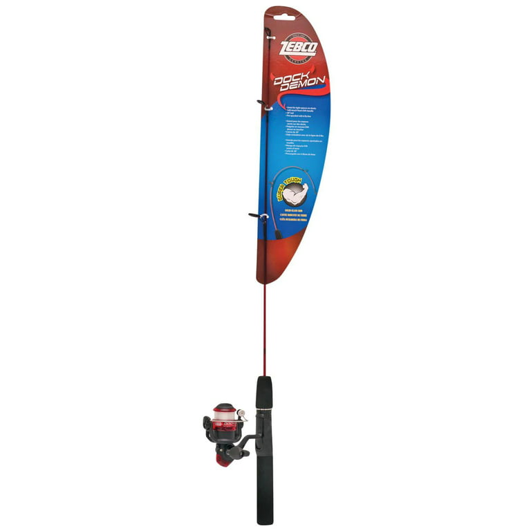 Zebco Dock Demon Spinning Reel and Fishing Rod Combo, 30-inch 1-Piece  Fiberglass Fishing Pole, EVA Rod Handle, Size 10 Reel, Powertrain Drag
