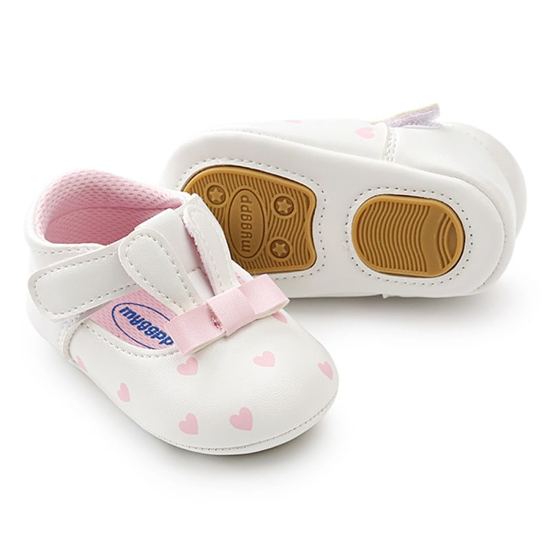Baby Girls Crib Shoes, Infant Toddler PU Leather Princess Shoes with