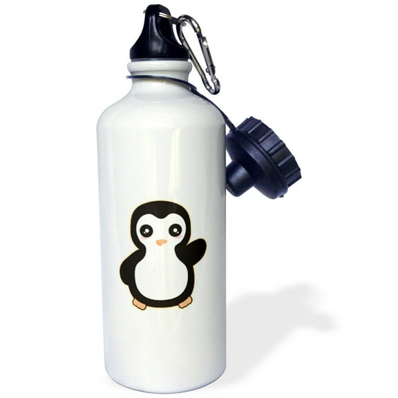 3dRose, Cute Kawaii Cartoon Penguin Waving, Flip Straw 21oz Water Bottle