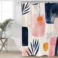 thumbnail image 2 of Small Stall Shower Curtain 36x78 Inch Narrow Half Size Navy Blue Abstract Art Bath Curtains Bathroom Decor Modern Geometric Pink Art Waterproof Fabric Shower Curtain Set with Hooks 36 Inch, 2 of 6