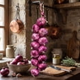 thumbnail image 4 of Artificial String of Purple Garlic Fake Vegetable Kitchen Wall Hanging Decor, 4 of 7