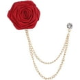 thumbnail image 5 of Elegant Rose Flower Brooch Pin Long Chain Fringe Lapel Pin Fabric Boutonniere Pins Wedding Brooches for Women Men Dress Accessories, 5 of 7