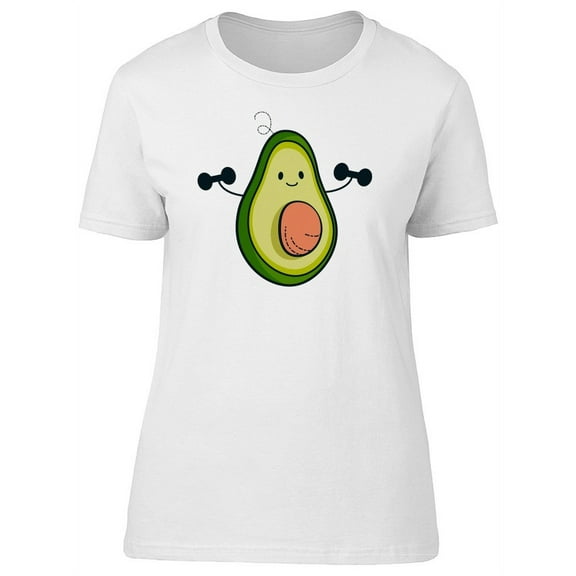 Cute Avocado With Dumbbells T-Shirt Women -Image by Shutterstock, Female XX-Large