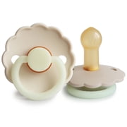 FRIGG Daisy Night Natural Rubber Baby Pacifier 2-Pack, 6-18 months, Croissant/Cream