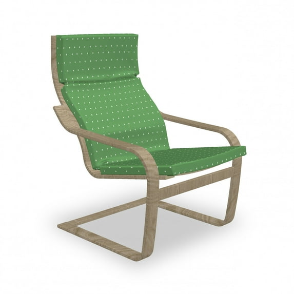 Green Armchair Pad and Slipcover, 50s 60s Style Retro Vintage Inspired Simple Design with Little Polka Dots Image, 1 Piece Soft Cushion Replacement with Removable Cover, Green and White, by Ambesonne
