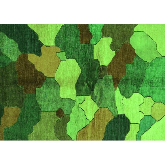 Ahgly Company Indoor Rectangle Abstract Green Modern Area Rugs, 8' x 12'