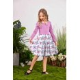 thumbnail image 3 of Arshiner Girls Long Sleeve Stretchy Dress A line Twirly Skater School Party Dress, 3 of 6