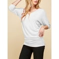 thumbnail image 3 of Made by Johnny Women's V-Neck 3/4 Sleeve Dolman Top with Side Shirring XL WHITE, 3 of 6