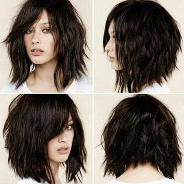 Latrodar Women's Short Black Curly Wig Brazilian Full Wig Bob Natural Wigs Holiday Saving