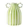 thumbnail image 1 of Jarrón de cerámica decorativo con 2 asas para decoración del hogar, ideal como regalo o arreglo floral. Verde, 1 of 9