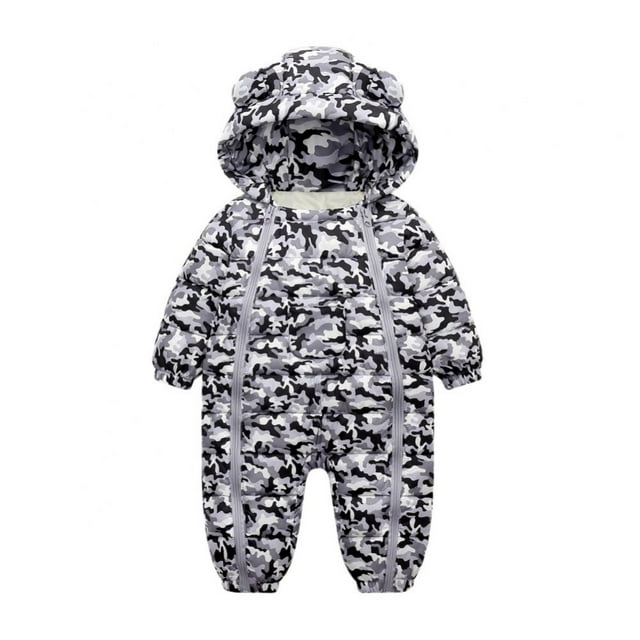018M Baby Boys Winter Hooded Snowsuits Down Rompers Infants Camouflage Bodysuits Jumpsuits