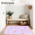 thumbnail image 3 of ODIKA 4'x6' Machine Washable Non-Slip Area Rug, Kawaii Spirit Doodles with Sparkling Starburst and Smiling Ghost Motifs High Traffic Rug with Pad, Purple, 725619, 3 of 8