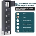 thumbnail image 5 of Metal Lockers - 66" Height Steel Lockers for Employees with 5 Door Storage Locker with Card Slot for Employees Gym School Home Office Garage - Assembly Required, 5 of 7