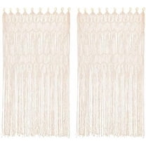 Boho Macrame Window Curtain Room Divider Doorway Curtain 33.46 x 78.74 Inches 2 Panels Large Long Macrame Wall Hanging for Living Room Bedroom Bohemian Home Decor Wedding Backdrop