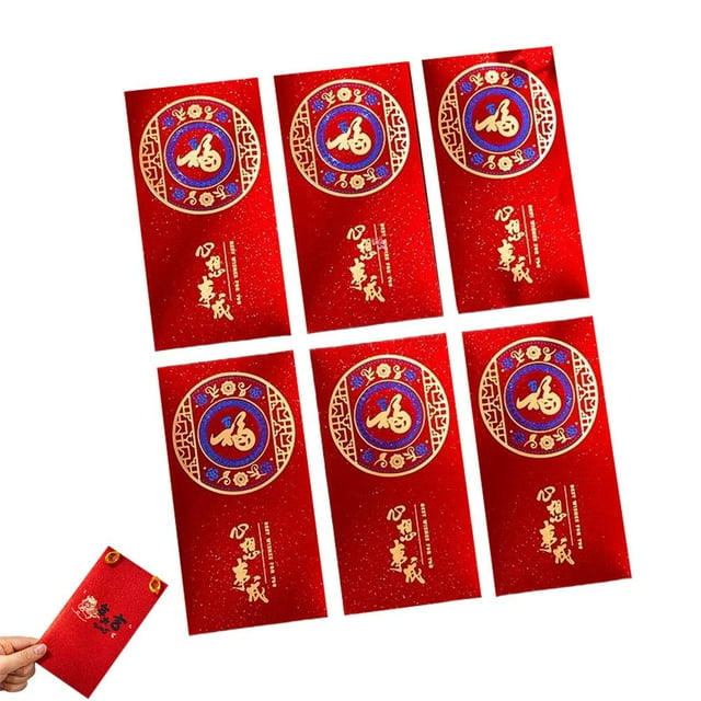 6 Pcs Enveloppes Rouges du Nouvel An Chinois 2026, Paquets Angpao Hongbao pour le Nouvel An Lunaire, Enveloppes Cadeaux d'Argent Année du Dragon, Fournitures Festives Traditionnelles