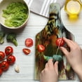 thumbnail image 3 of Tiger Cutting Board, Various of Nature Large Bengal Cat Bald Eagle Butterfly on Vibrant Backdrop, Decorative Tempered Glass Cutting and Serving Board, Wine Bottle Shape, Multicolor, by Ambesonne, 3 of 5