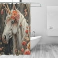 thumbnail image 2 of Disketp Vintage Floral White Horse Stall Fabric Shower Curtain Liner Waterproof - 72" x 72", Lightweight Stall Size Shower Curtain Machine Washable - 60x72, 2 of 5