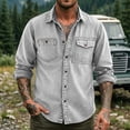 thumbnail image 3 of Guluxicc Shirts for Men Button Down Long Sleeve Shirts with Multi Pockets Hiking Summer Casual Outfit, 3 of 7