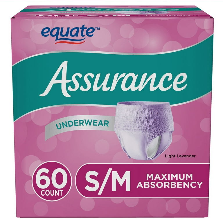 Assurance Women's Incontinence & Postpartum Underwear, Maximum Absorbency,  S/m (60 Count)