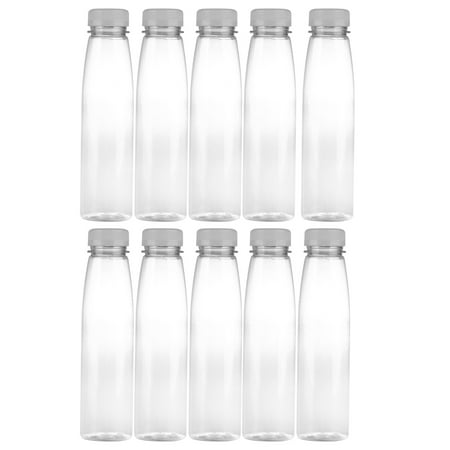 

NUOLUX 10PCS 330ml Empty Storage Containers Clear PET Bottles Plastic Beverage Drink Bottle Juice Bottle Jar with Lids (Random Color Caps)