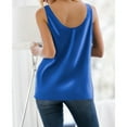 thumbnail image 4 of Blue Womens Tops Women's Satin Sleeveless Top Round Neck Trade Color Ding Loose Vest Shirts for Women, 4 of 6