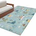 thumbnail image 2 of 3x5 Washable Area Rug, Green Cute Dinosaurs Non-Slip Rectangle Rug for Living Room Bedroom, Lovely Colorful Cartoon Animals Tree Cloud Indoor Low Pile Floor Mat for Home Decor, 2 of 9