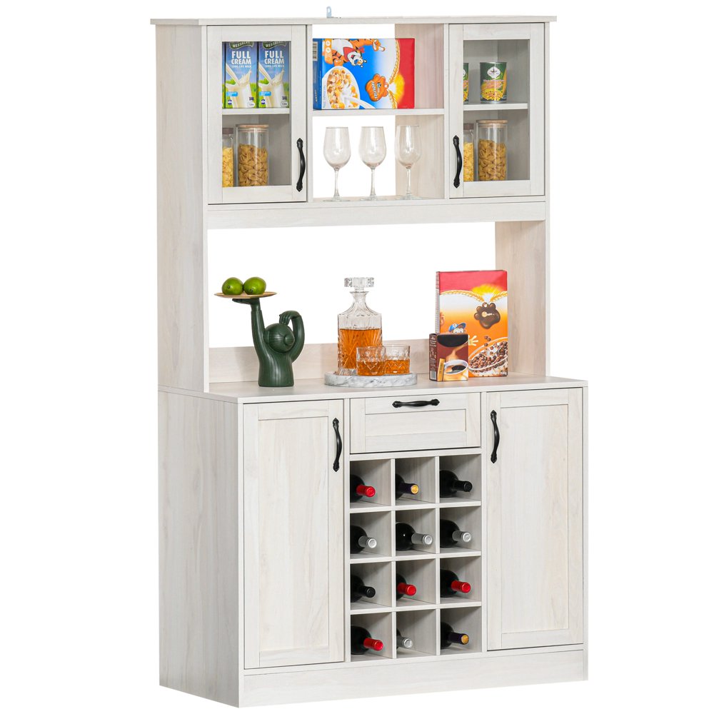 Kitchen Buffet Hutch Cupboard with Utility Drawer, 4 Door