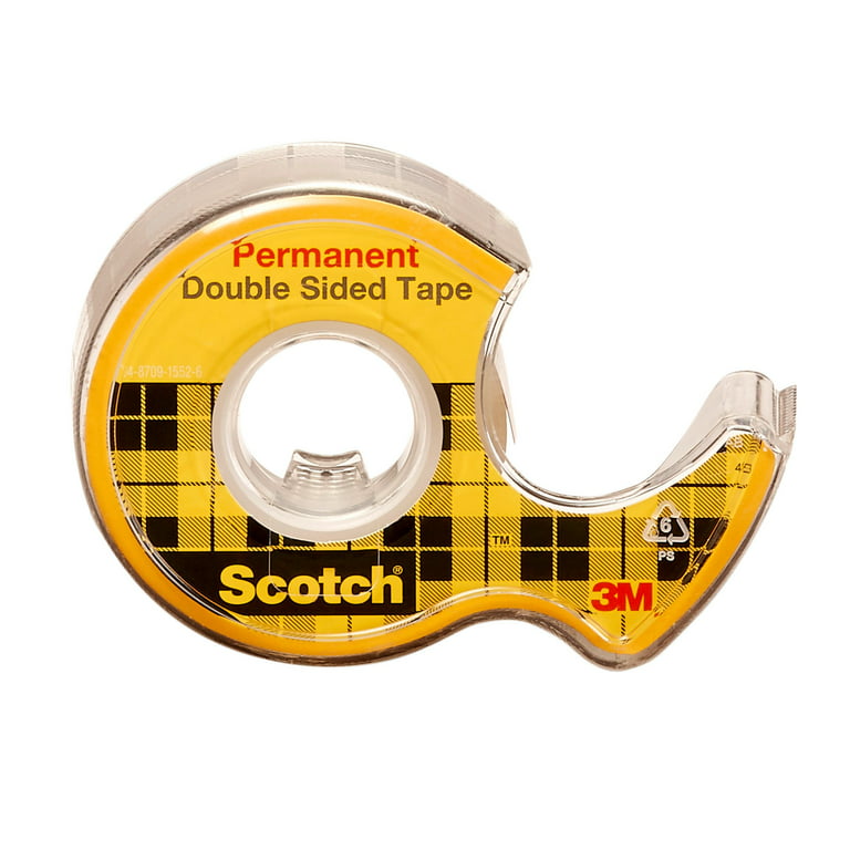Scotch Permanent Double Sided Tape with Dispenser, 1/2 x 250, 3/Pack  (3136)