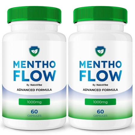 (2 Pack) Mentho Flow - Official MenthoFlow Pills For Prostate Heath, All Natural Formula To Support Control, Energy & Overall Well-Being, Review (120 Capsules)