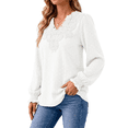 thumbnail image 3 of Fantaslook Blouses for Women Lace V Neck Long Sleeve Blouse Pleated Chiffon Pom Pom Shirt Dressy Casual Fall Tops, 3 of 10