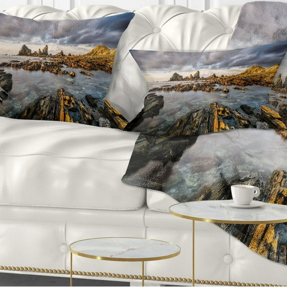 Designart Atlantic Coast in Spain - Seashore Photography Throw Pillow - 12x20