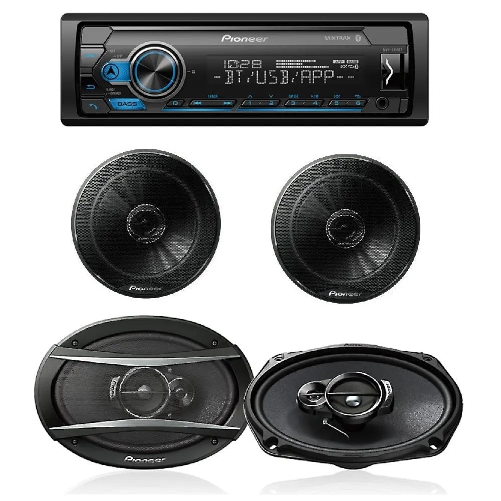 Pioneer MVH-S322BT 1 DIN MP3 Digital Media Player & 6.5" & 6x9"Coaxial Speakers
