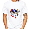 thumbnail image 3 of Camiseta clásica S-Sonic The Cool H-Hedgehog para hombre y mujer, ropa combinada para parejas, cuello de manga corta, moda de algodón, 3 of 5