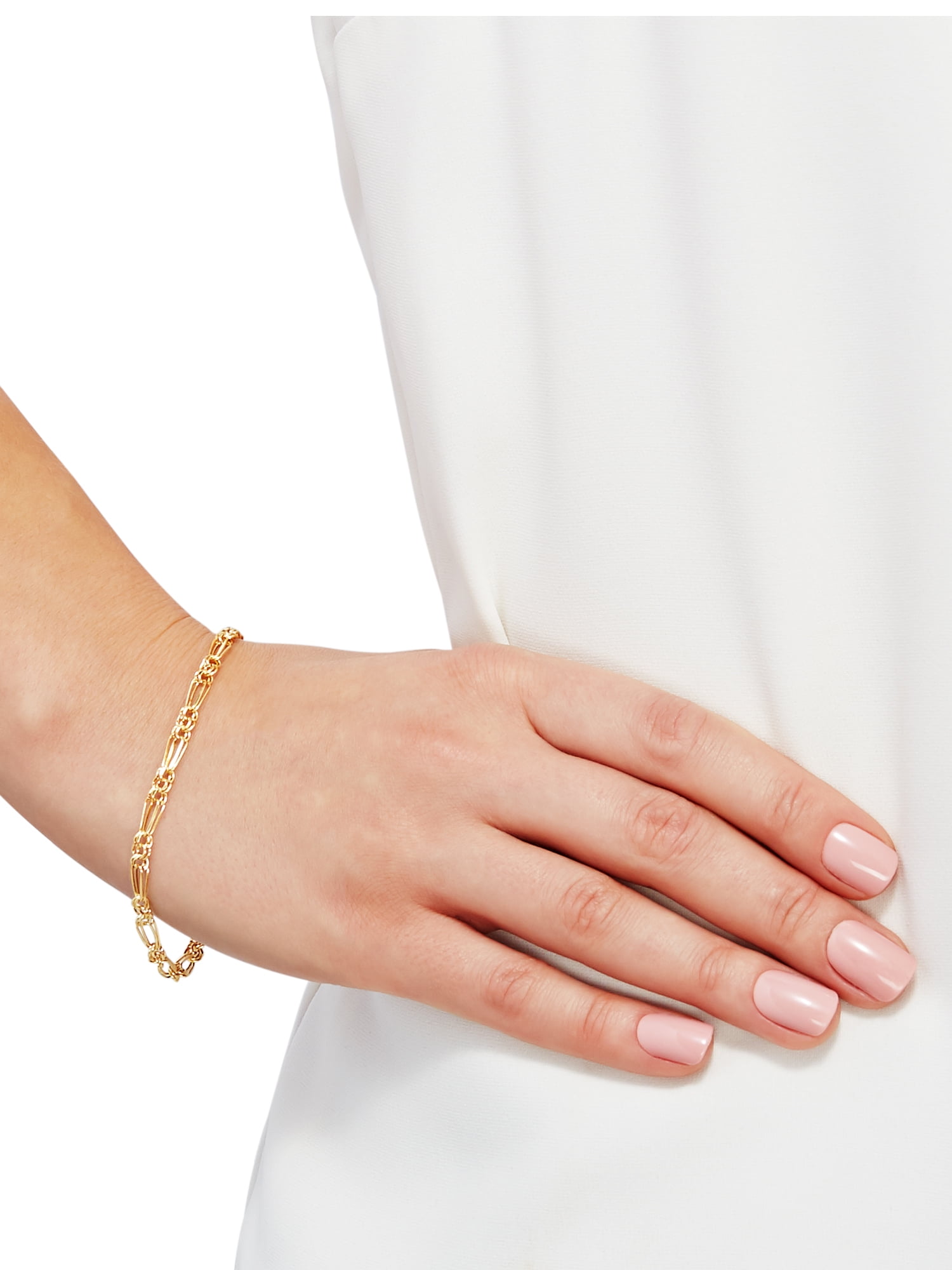 Brilliance Fine Jewelry 10K Yellow Gold Alternating Oval and Round Links Bracelet, 7.5"