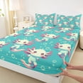 thumbnail image 3 of jejeloiu Sea Animal Axolotl Queen Sheet Sets,Pink Cyan Bed Set For Girls Kids 4pcs, 3 of 7