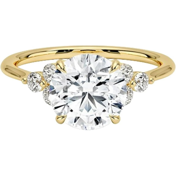 3Ct Round Cut Diamond Solitaire Engagement Ring 14K Yellow Gold Plated