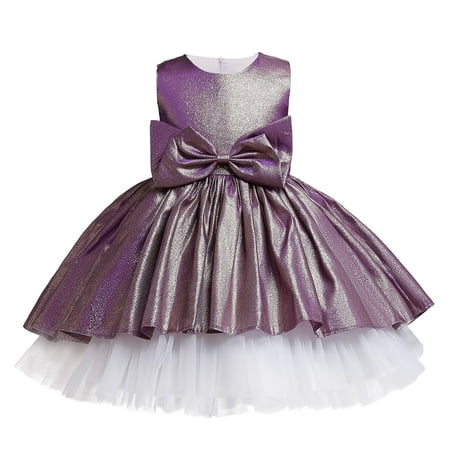 

Honeeladyy Winter Coats Girls Baby Long Skirt Solid Princess Bowknot Performance Dress Skirt Dress Purple Clearance under 5$