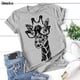 thumbnail image 5 of Nueva camiseta de verano con estampado de jirafa, camiseta informal de dibujos animados para mujer Irfora Negro/S, 5 of 5