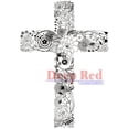 thumbnail image 2 of Deep Red Cling Stamp, 2" x 3", Floral Cross, 2 of 4