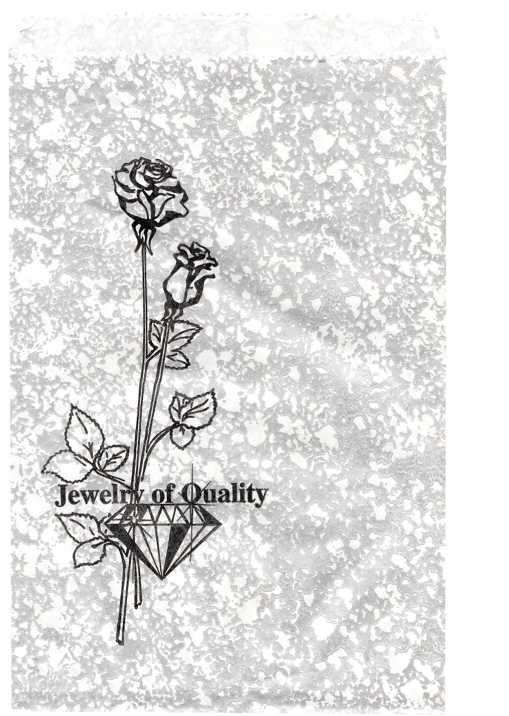 Silver Rose Style Paper Gift Bags For Jewelry Merchandise Shopping 6x9 100pcs 