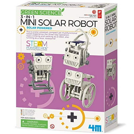 4M 3-In-1 Mini Solar Robot ? STEM Toys DIY Green Science Eco-Engineering Building Kit Gift for Kids, 4M Mini Solar Robot 3 In 1