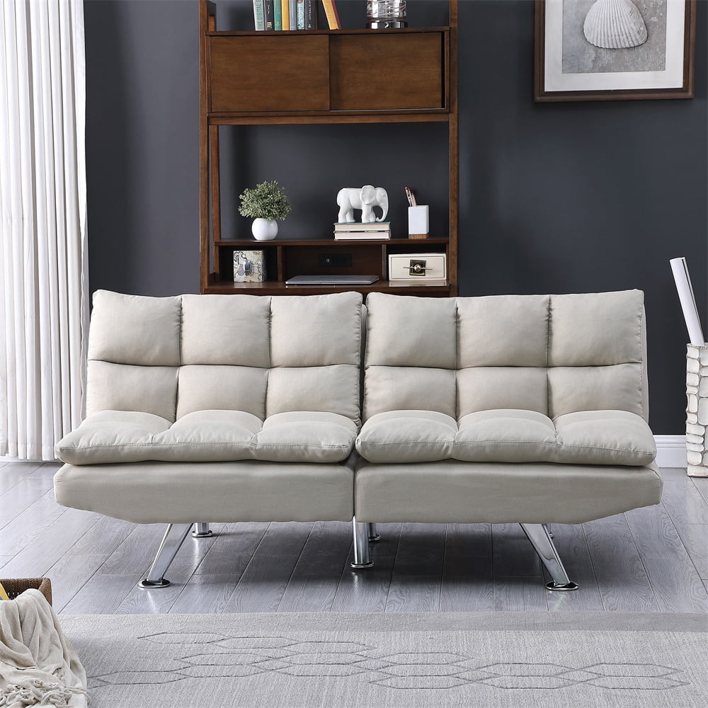 Visentor Futon Sofa Bed, Convertible Upholstered Folding Sleeper Couch