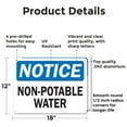 thumbnail image 2 of (2 Pack) Non-Potable Water OSHA Notice Sign 18 Inch X 12 Inch Indoor / Outdoor Rust-Free Aluminum Metal Signs for Workplace, Workshop, and Construction Site, Made in the USA, 2 of 8