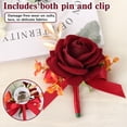 thumbnail image 5 of Red Corsage and Boutonniere Set for Prom, Wedding - Vibrant Rose Red Wrist Corsage with Lace Band, Boutonniere with Pin for Men - Romantic Floral Accessory Set$$Home Decor, Kitchen, & Other, 5 of 6