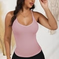 thumbnail image 6 of Women's Ribbed Knit Deep V Neck Tank Top with Seamless Design - Large, Pink, 6 of 7