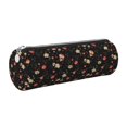thumbnail image 1 of Disketp Red White Flowers Estuche Organizador de Lápices de Cuero, Estuche de Oficina con Cremallera para Bolígrafo y Lápiz, 1 of 6