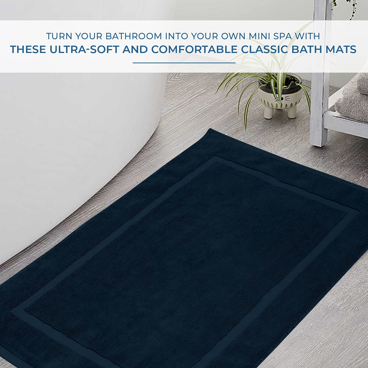 Dan River Opal Blue Bath Mat Classic Set 2 piece 21x34 in Soft Quick Drying Cotton Bathroom Rugs